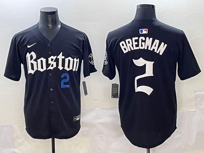 Men 2025 Boston Red Sox #2 Bregman Black Five generations Joint Name Nike MLB Jersey style 26->boston red sox->MLB Jersey